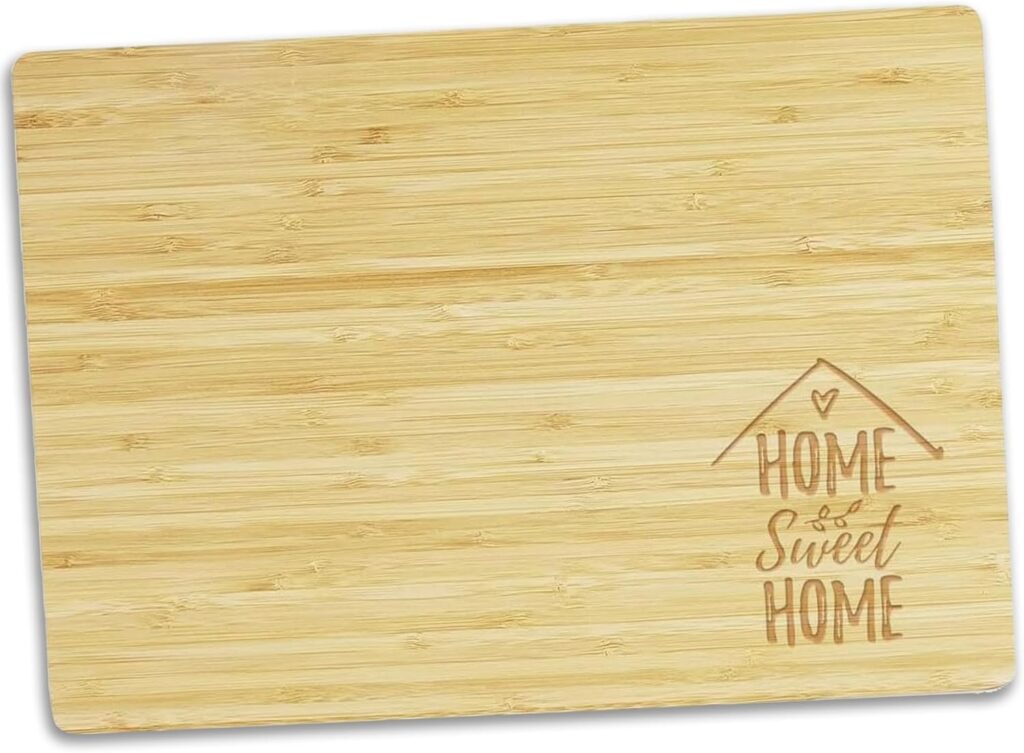 Enragved Cutting Boards For Kitchen 14×10 inch, Custom Laser Engraved Chopping Wooden Butcher Block,Countertop Accessory, Handmade Gifts From EngraveMyMemories (Bamboo-Home Sweet Home)