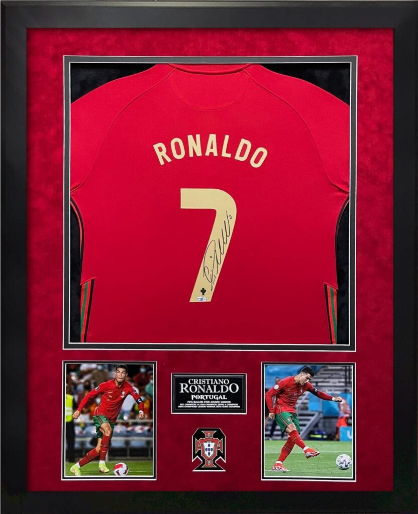 Cristiano Ronaldo Autograph Jersey Portugal Framed 37×45 – Autographed Soccer Jerseys