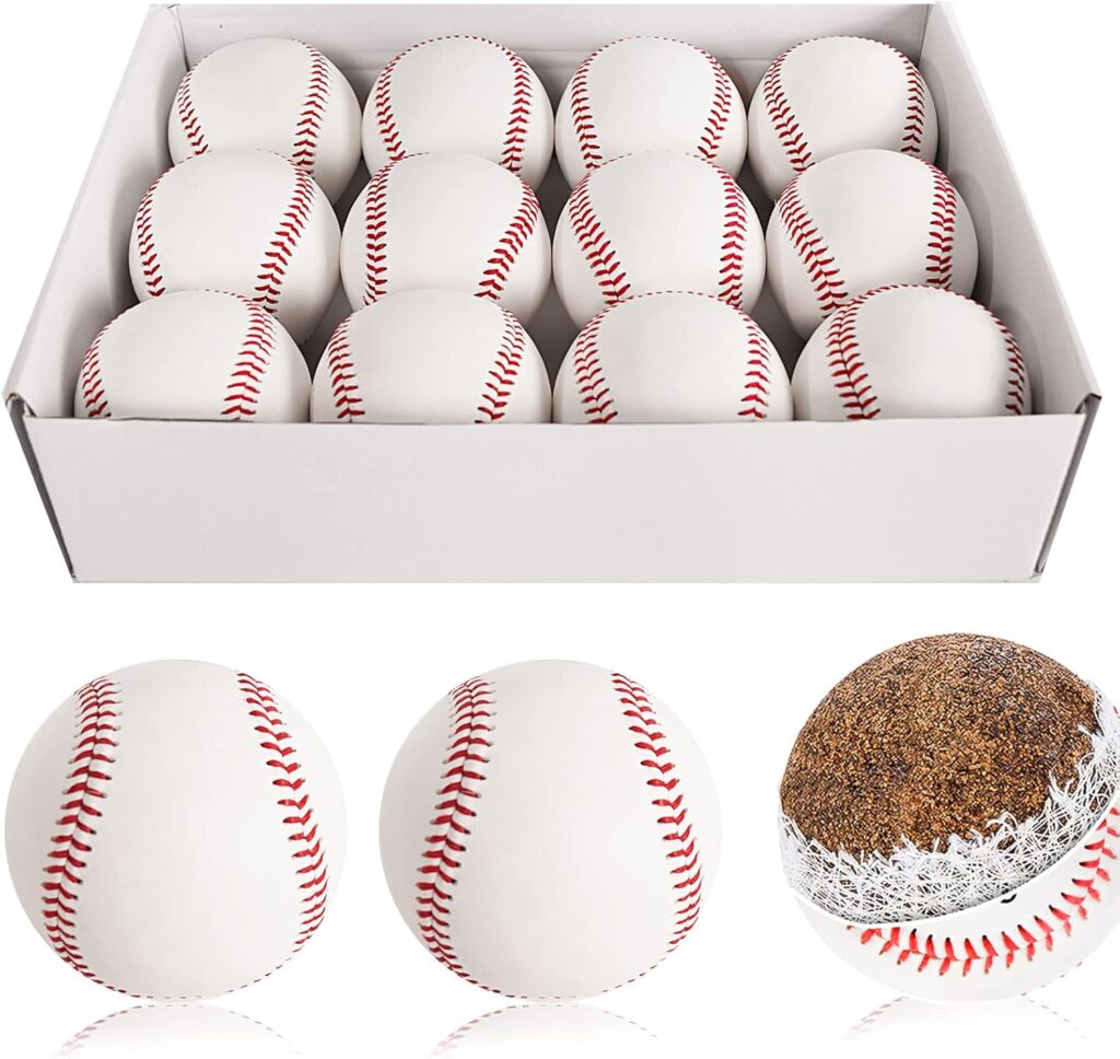 12 Pack Autograph Baseballs, Standard Size Adult Leather Baseballs 9 Inch, For Pitching/Autographs/Training/Hitting