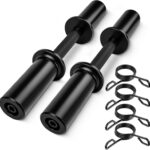 16″ Olympic Dumbbell Handles,Loadable Dumbbell Bars for 2-inch Standard Plates Weight Bars with 2 Pair of Spring Collars for Home Gym Strength Training