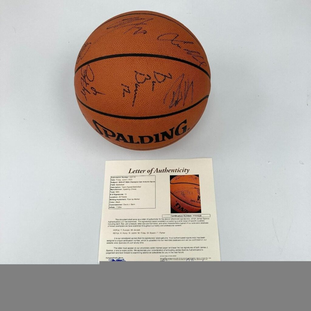 2006-07 San Antonio Spurs Champions Team Signed Basketball Tim Duncan JSA COA – Autographed Basketballs