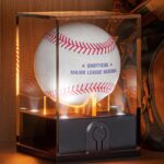 Baseball Display Case with Led Light, Light up Baseball Case for Display, Acrylic Baseball Holder Display Case, UV Protected Clear Baseball Stand Baseball Cube for Memorabilia Baseball Gifts