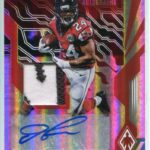 Devonta Freeman Autographed 2018 Panini Phoenix Jersey Patch Card – Football Autographed Game Used Cards