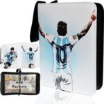Soccer Card Binder 440 Pockets- Waterproof Trading Card Album with 55 Removable Sleeves Fit – 3 Rings with Zipper -Compatible with Topps Sports Cards Collection