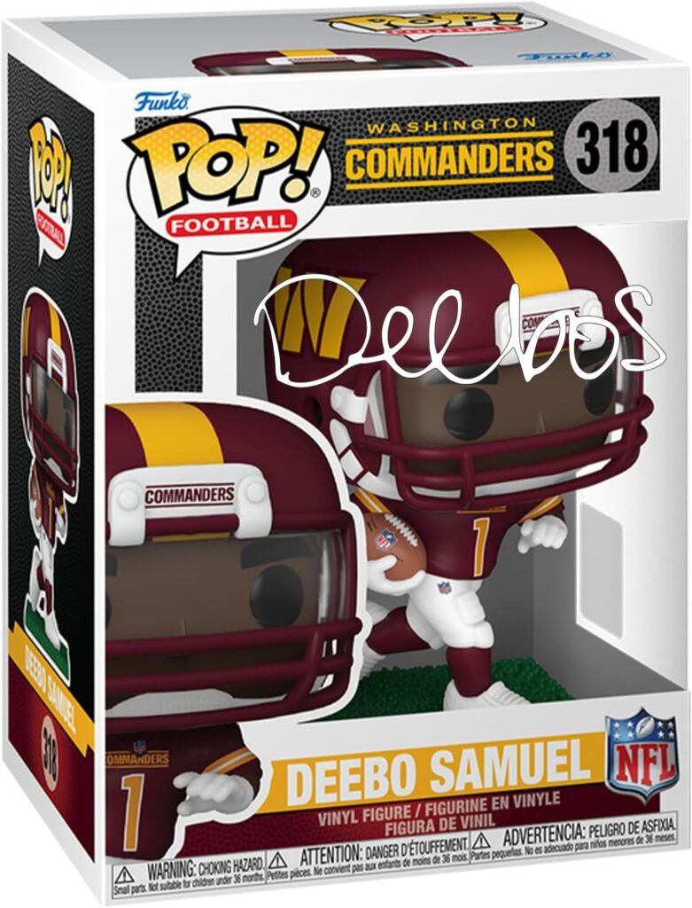 Deebo Samuel #318 Facsimile Signed Reprint Laser Autographed Funko POP! Football: Washington Commanders Figurine with Protector Case