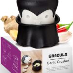 OTOTO Gracula Garlic Crusher, Garlic Peeler, Also for Ginger, Nuts, Chili, Herbs – Twist Top Mincer & Easy Squeeze Manual Press Peeler, Goth Gifts