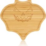 WILLKOMMEN Halloween Serving Platter, Bat Shaped Charcuterie Board, Bamboo Serving Tray 10″ x 9″ for Party Child Spooky Cheese Appetizer Board Serving Dishes Plate for Snacks, Candy, Cookies