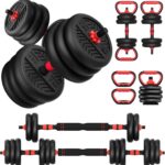 Adjustable Dumbbell, 20/30/40/60/80lbs Dumbbells Set, 4-in-1 Free Weights for Women/Men Workout Equipment Used as Barbell/Kettlebells/Push up Stand for Home Gym