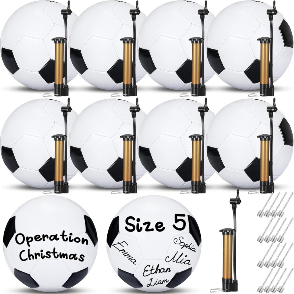 Jenaai Autograph Soccer Ball with Pump Size 5 Operation Christmas Blank Deflated Soccer Ball Christian Charity Donation Official Balls for Signing Training Match Birthday Gift