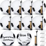 Jenaai Autograph Soccer Ball with Pump Size 5 Operation Christmas Blank Deflated Soccer Ball Christian Charity Donation Official Balls for Signing Training Match Birthday Gift