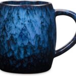 21 Oz Large Ceramic Coffee Mug, 600ml Handmade Pottery Big Tea Cup for Office and Home, Microwave and Dishwasher Safe, Unique Texture Glaze Mugs for Milk Cocoa Hot and Cold Drinking (Deep Blue)