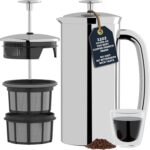 ESPRO P7 French Press Coffee Maker – Double-Walled Stainless Steel Insulated with Micro-Filter, 32 Ounces, Polished Stainless Steel