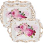 Melamine Serving Tray,Art Trays for Stylish Home Decor, Entertaining & Dining – Rectangular Appetizer Platter, Food Serving Tray with Handles, Lightweight,3 Pack (15 x 10.2 x 1.3 Inches)