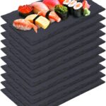 10 Pack 10 x 6 Inch Slate Cheese Boards, Black Rectangle Slate Charcuterie Boards, Natural Charcuterie Stone Plates for Parties, Gifts, and Special Events, Cheese, Sushi, Food.