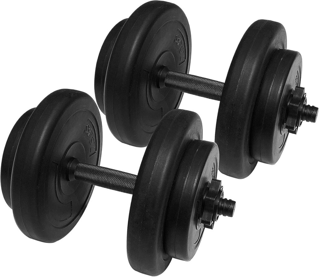 Fitvids Adjustable Dumbbell Set, 40lbs Free Weights Set for Exercise & Fitness, Vinyl Coated Cement Weights with Collars for Women & Men Home Gym Strength Training