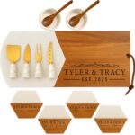 Personalized Charcuterie Board Gift Set – Acacia & Marble Cheese Board with Utensils, Custom Wedding & Housewarming Gifts for Couples, Christmas, Bridal Shower or Engagement Gift for Women & Men