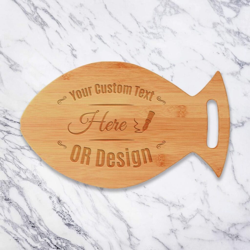 Personalized Bamboo Fish Cutting Board – Engraved Custom Cutting Board, Serving Tray, Chicken Cutting Board, Gift for Christmas, New Year, Housewarming Gift, Organic Bamboo Cutting Boards