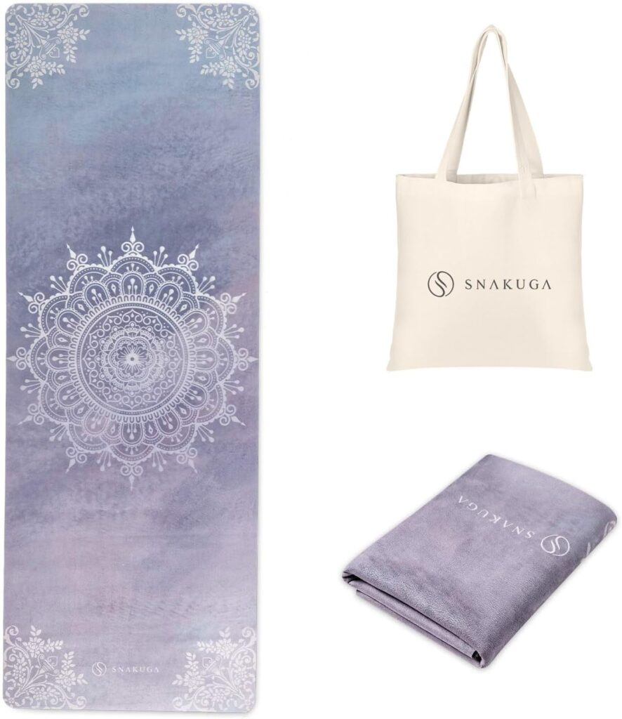 Travel Yoga Mat, Non Slip Exercise Suede Mat with Carry Bag, All-Purpose Fitness Mat with High Density Anti-Tear Surface for Women, Ideal for Pilates Workout (72” x 24” x 1.5mm Thick)