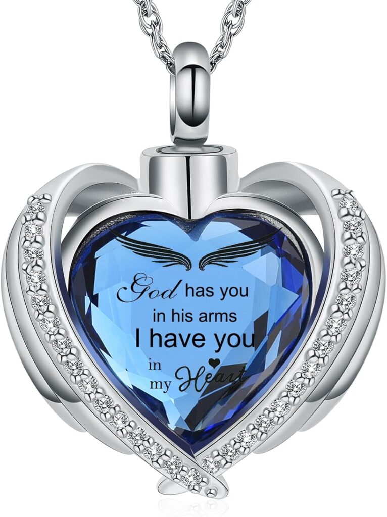 shajwo Cremation Heart Urn Necklace Ashes Jewelry for Women Men Keepsake Pendant Memorial Locket Ash Holder