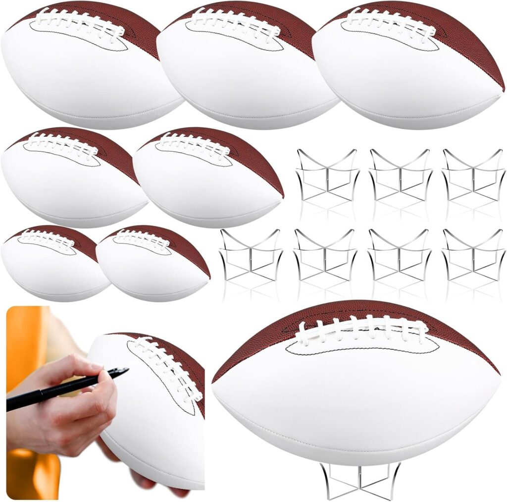 Hiboom Gold Autograph Football with Display Stand Air Pump for Trophy Anniversary High School College Coaching Gift Award Championship Party