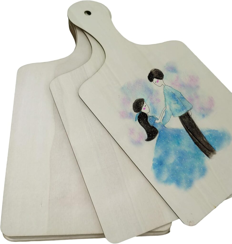 12 Pack Unfinished Wood Mini Cutting Boards, 11.8×6.3 Inch Rectangular Craft Trays with Handle – Ideal for DIY Holiday Decor (Thanksgiving/Christmas), Kitchen Fruit Serving & Handmade Projects