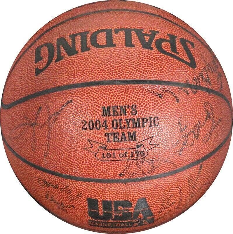 Lebron James Rookie 2004 Olympics Team USA Signed Basketball Tim Duncan JSA COA – Autographed Basketballs