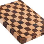 Cutting Boards for Kitchen, Large Acacia Wood Chopping Board, Thick Checkered Cutting Board with Juice Grooves & Handles, Charcuterie Board Butcher Block with Gift Box, 16″ x 11″ x 1.4″