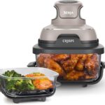 Ninja Crispi Air Fryer, Microwave, Freezer & Dishwasher Safe, Non Toxic Glass Portable Cooking System, 4 QT & 6 Cup Glass Containers with Storage Lids, Easy Meals, Air Fry, Bake, Stone, FN101ST