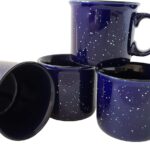 14oz Ceramic Campfire Coffee Mug (Set of 4), Blue with Speckled Finish – Durable Thick Walled Camping Style Cup for Outdoors or Home