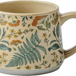Large Ceramic Coffee Latte Mug, Cute Cup for Women, Ideal for Green Tea or Coffee,Hand Painted Floral Design Pottery Mug（Summer’s Whisper）
