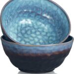60 oz Large Ceramic Soup Bowl,8.2 Inch Stoneware Serving Bowl for Salad,Pasta,Fruit,Popcorn,Kitchen Bowls Set of 2,Starry Blue