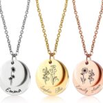 Gifts for Women – Personalized Necklace with Birth Flower & Name | Christmas Jewelry Gift for Mom, Wife, Daughter, Sister, Best Friend,Girls | Holiday Present Ideas