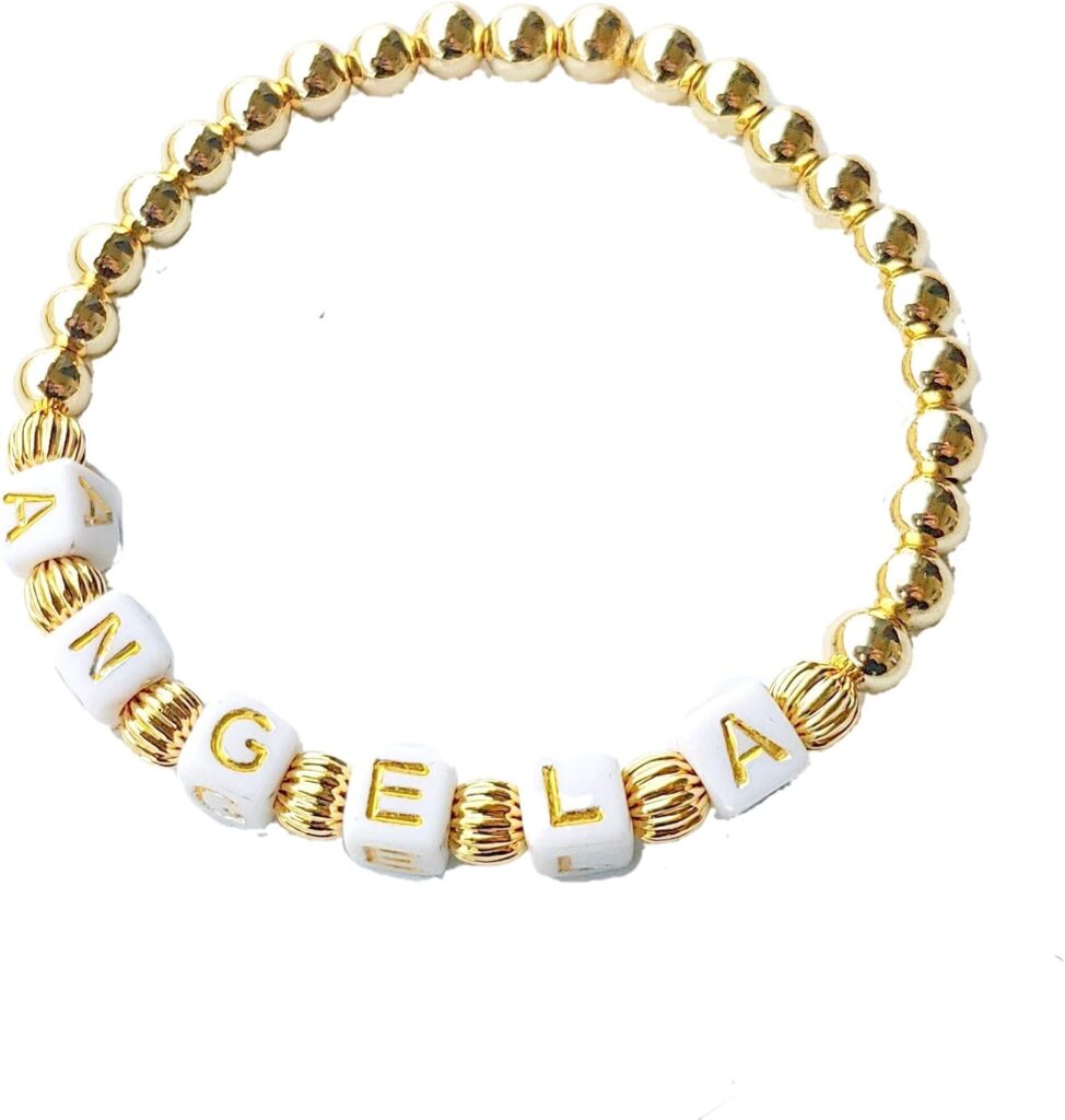 Personalized Bead Name Bracelet 14K Gold Plated for Women – Custom Name Beaded Jewelry
