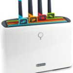 Smart Cutting Board and Knife Set – Self Cleaning Cutting Board Set with 4 Color Coded Cutting Boards, 4 Stainless Steel Knives – Drying Holder Organizer for Kitchen