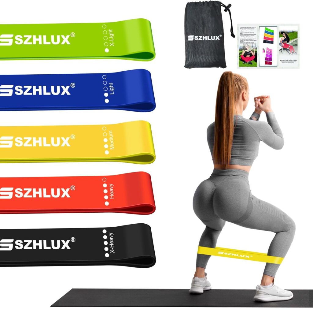 SZHLUX Resistance Bands Set with Instruction Guide and Carry Bag, Versatile for Body Sculpting, Strength Training, and Rehabilitation-Set of 5
