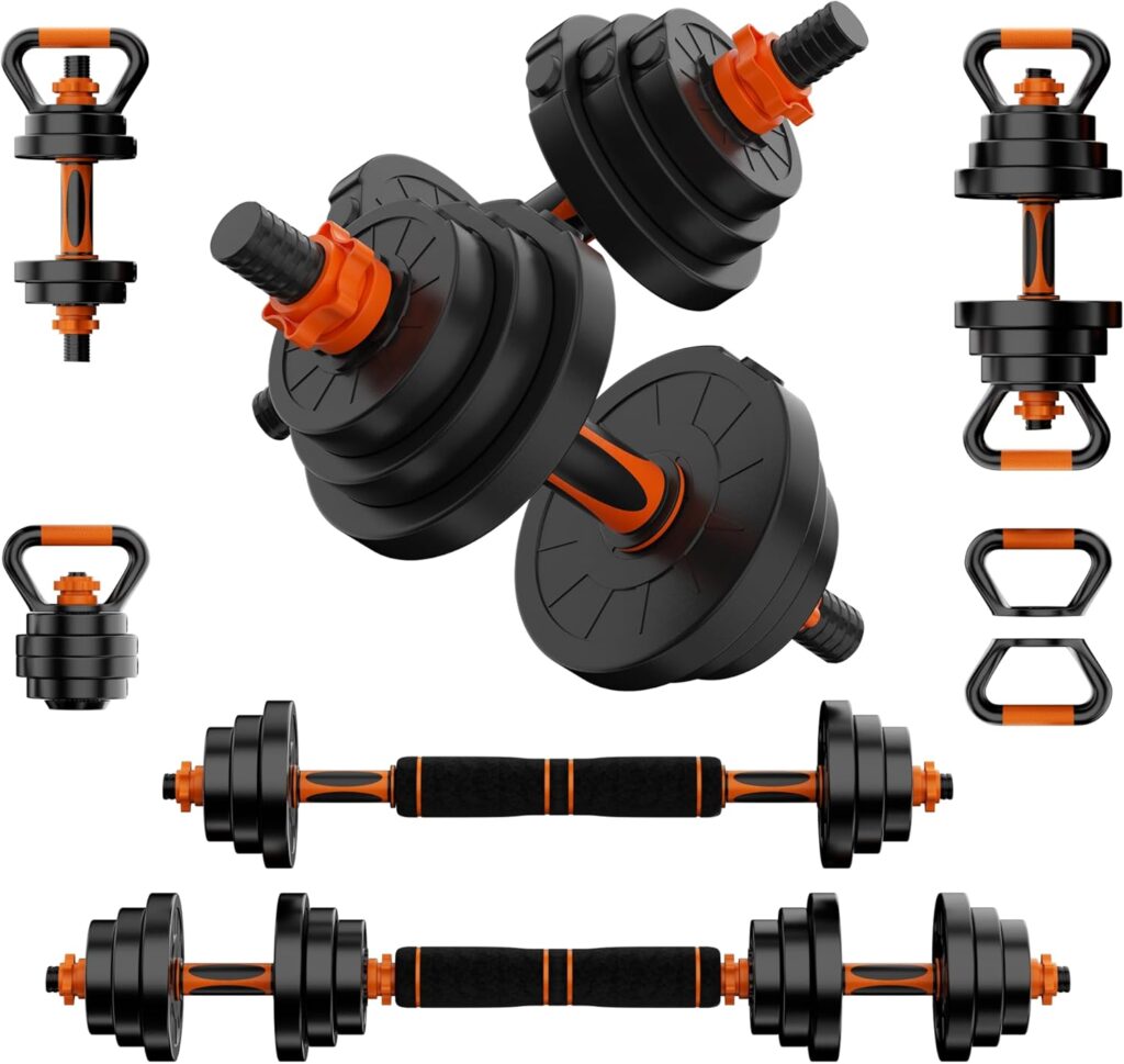 VTORY Adjustable Dumbbell Set, 30/50/70/90lbs Free Weights, Set of 2, 4-in-1 for Barbell Kettlebell Push-Up Stand, Dual-Lock Safety Grip & Ergonomic Design