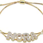 Personalized Bubble Name Bracelet with Custom Brass Bubble Letter Charms, Handcrafted Adjustable Keepsake Jewelry Gift
