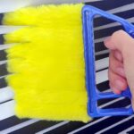 Handheld Blinds Cleaner Shutters, Vent Cleaner Curtain Brush Dust Remover with 7 Removable Microfiber Sleeves, Blind Cleaner Air Conditioning Home Gadgets, Car Vents, Fan Shutters (Blue)