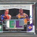 Magic Johnson & Larry Bird Signed 2007 UD Premier Patches Card Auto 10! BAS Slab – Basketball Autographed Cards