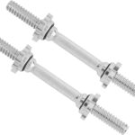 Yes4All Pair of Threaded Dumbbell Handles 14/16/18/24 inch, Chrome/Rubber Grip, Fit 1” Plates, Weight Bar Connector