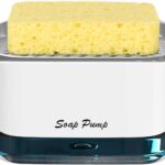 Kitchen Dish Soap Dispenser with Sponge Holder, 2-in-1 Countertop Soap Pump Dispenser, for Kitchen Sink Dishwashing Soap Dispenser – 12.5 Ounces