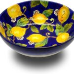 Artisan Elegance: Handmade Italian Pottery, Hand-Painted Bowls, Traditional Craftsmanship, Unique Artisanal Dishes, Vintage Flair, Majolica Collectibles- Lemons Blue Bowl