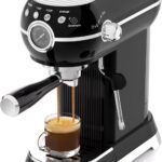 Espresso Machine with Milk Frother, 20 Bar Espresso Maker for Latte and Cappuccino, Expressions Coffee Machine with Removable Water Tank (Glossy dark)