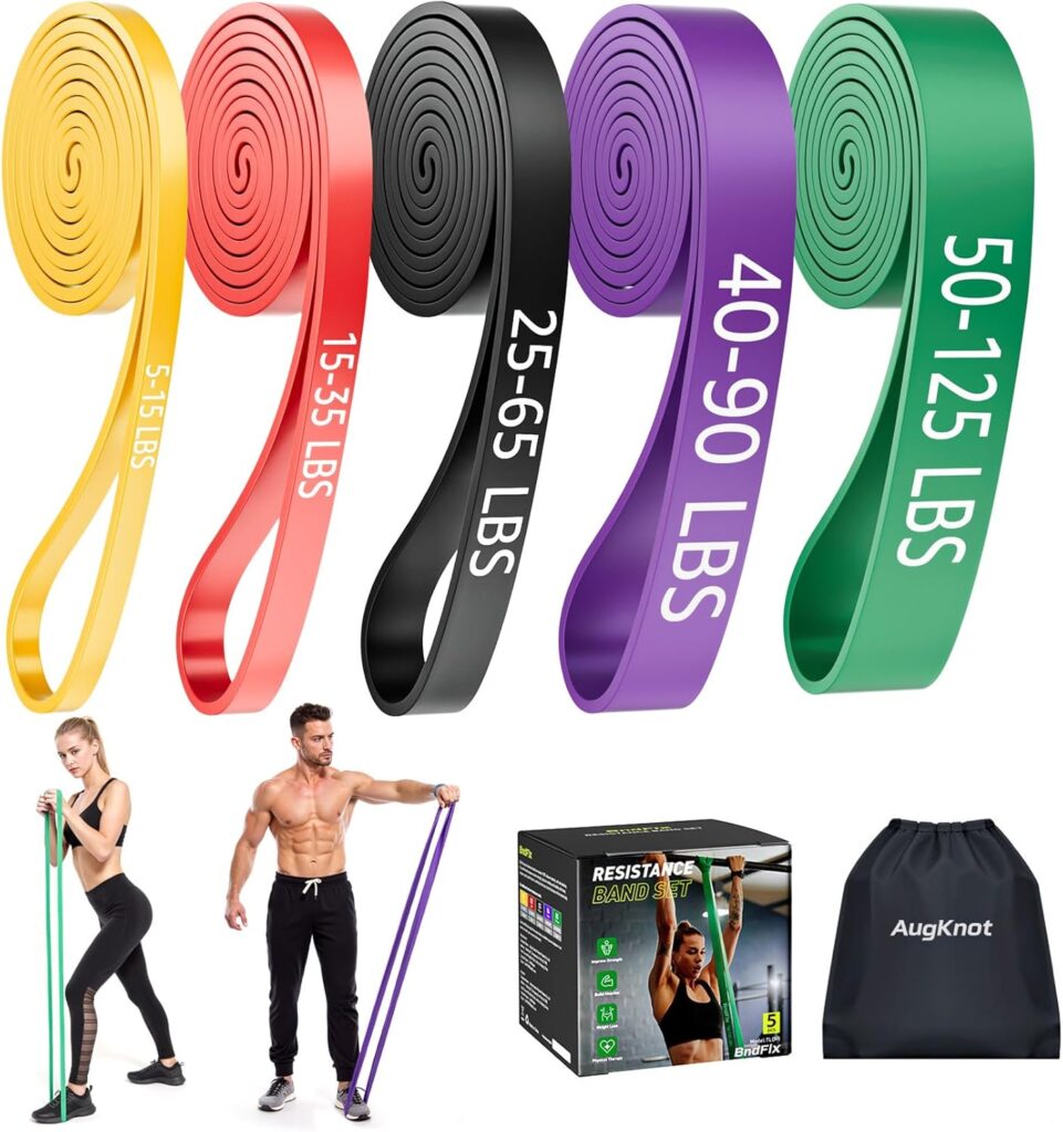 Resistance Bands for Working Out: 5-Levels Exercise Bands Set – Pull Up Assistance Elastic Silicone – Physical Therapy/Stretching/Training – Home Gym for Women/Men