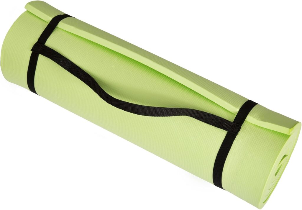 Thick Yoga Mat – Double Sided 1/2-Inch Workout Mat – 72×24-Inch Exercise Mat for Home Gym Fitness or Pilates with Carrying Strap by Wakeman