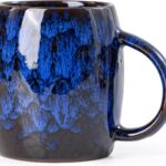 Midnight Blue Ceramic Coffee Mug 15oz – Handcrafted Artisan Mug with Large Comfortable Handle, Unique Design for Coffee Lovers, Dishwasher Safe
