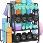 600LBS Weight Rack For Home Gym, Vopeak Dumbbell Rack Stand Only, Adjustable Weight Rack For Dumbbells, Kettlebells Yoga Mat, Home Gym Storage Rack With Wheels And Hooks, Powder Coated Finish Steel