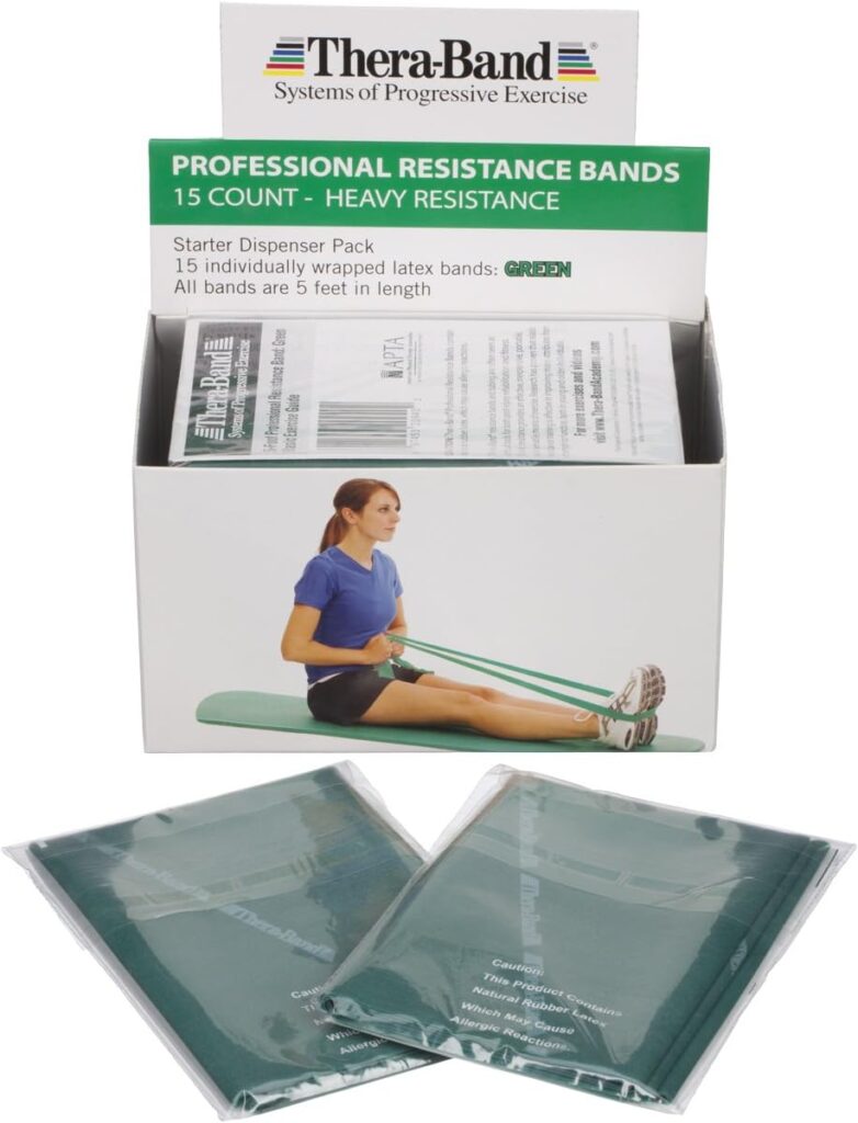 THERABAND Resistance Bands, 5 Foot, 15 or 30 Count Professional Latex Elastic Bands for Upper & Lower Body Exercise, Physical Therapy, Pilates, Home Workouts, & Rehab