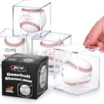 BCW Baseball Showcase | UV Protected | Fits MLB, Minor League, Little League Baseballs | Clear Display Case for Autographed Baseball | Easy Assembly – Home, Office, Sports Memorabilia (4 Pack)