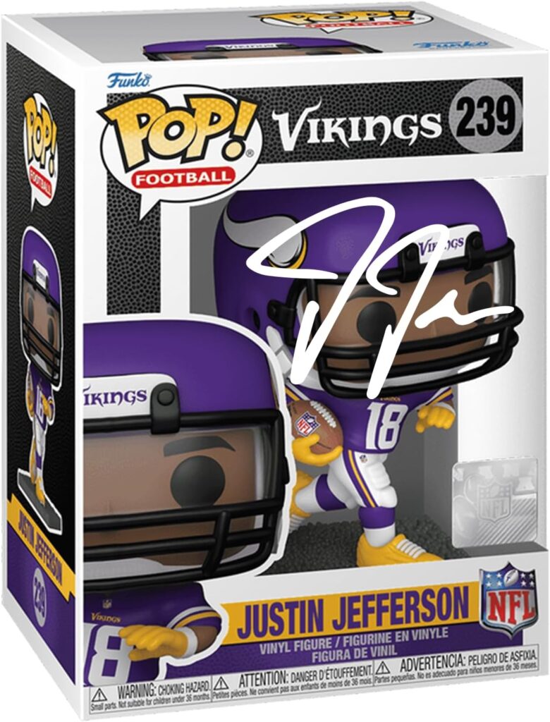 Justin Jefferson #239 Facsimile Signed Reprint Laser Autographed Funko POP! Football NFL: Minnesota Vikings Figurine with Protector Case